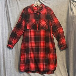 Eddie Bauer Red and Black Plaid Shirt Dress size xl